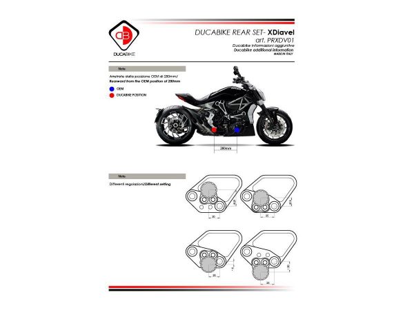 XDiavel Adjustable Rearsets – PRXDV01 DBK/Ducabike
