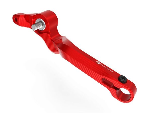 Monster 937 rear brake lever RPLF23 DBK with red anodized finish and ergonomic design.
