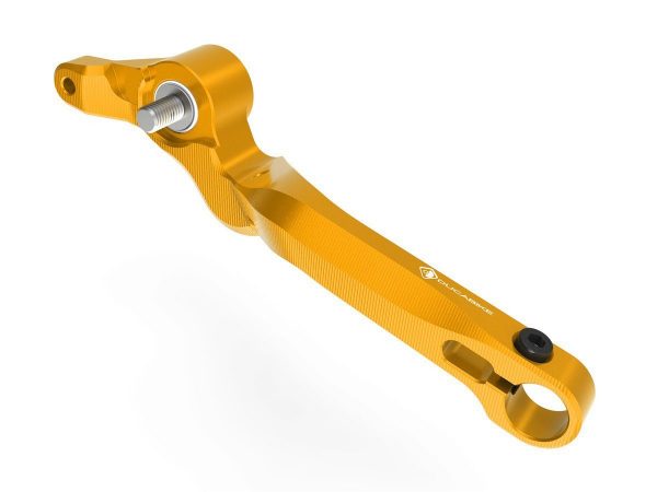Monster 937 rear brake lever RPLF23 DBK with gold anodized finish and ergonomic design.